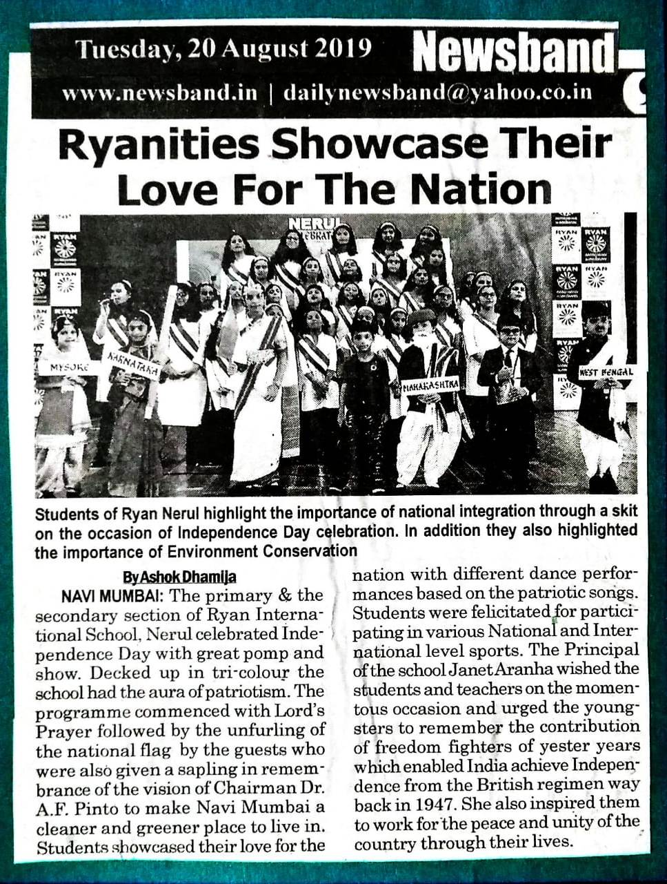Ryanities showcase their love for the nation - Ryan International School, Nerul